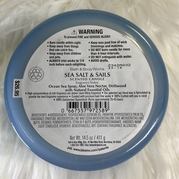 “Sailing in the Mediterranean” 3-Wick Scented Candle, B&BW, 14.5 oz / 411 g, NWT - Picture 4 of 5